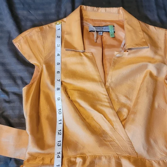 Anne Klein Mustard dress small 100% Silk - Picture 12 of 15